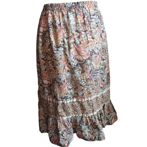 Small Vintage Women's Skirt True Boho Midi Skirt Ruffle Hem Elastic Waist Russ - Picture 3 of 6
